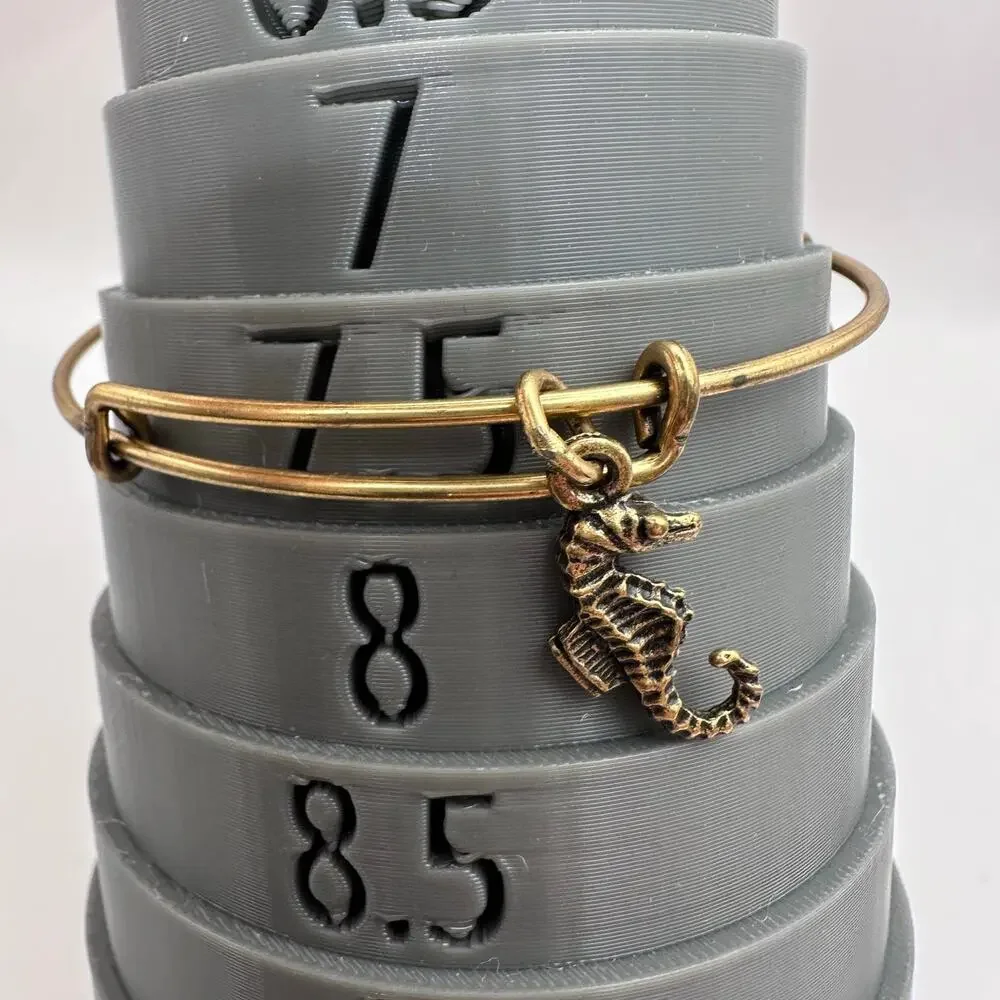 Alex and Ani SEAHORSE Gold tone Bangle Bracelet Beach Coastal Summer Casual